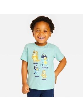 Moose Toddler Boy Girl Bluey Printed Short Sleeve T-Shirt Green 2T